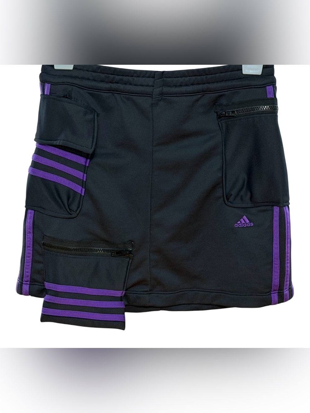 Frankie Collective Upcycled Adidas Mini Skirt Black Purple Size M